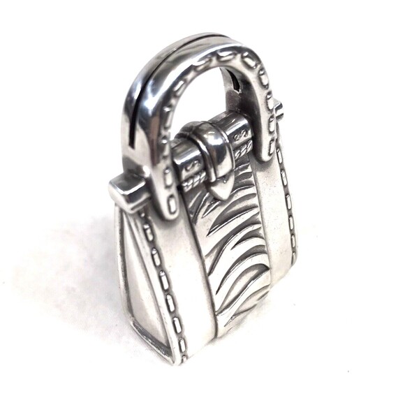 Silver Brighton Purse Bag Shaped Picture Place Business Card Holder Paperweight - Picture 2 of 8